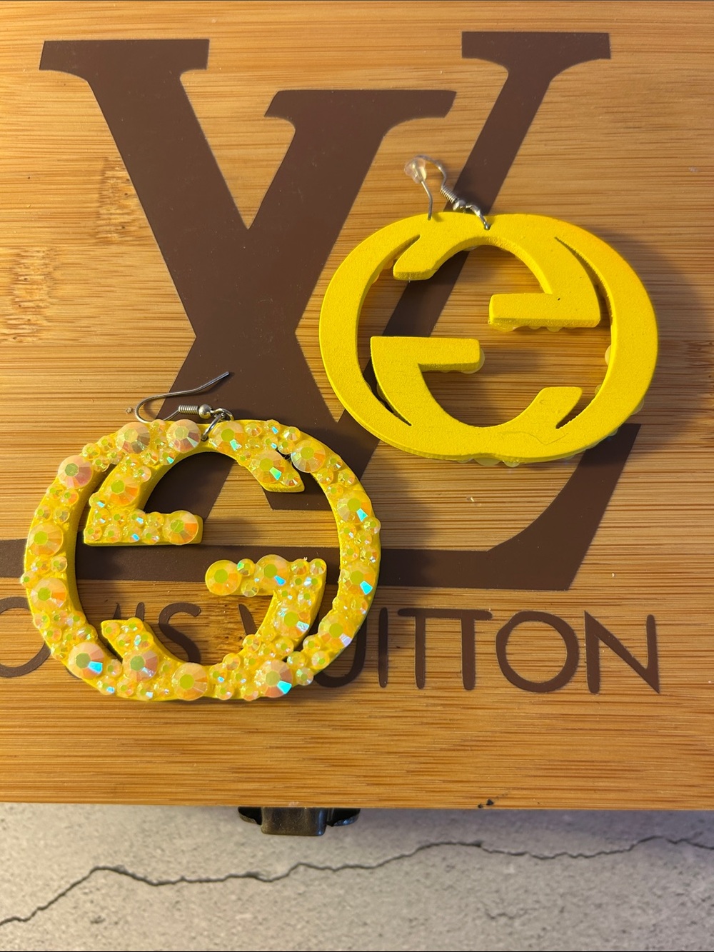 Source Unknown Bright Yellow Fish Hook Style Earrings
